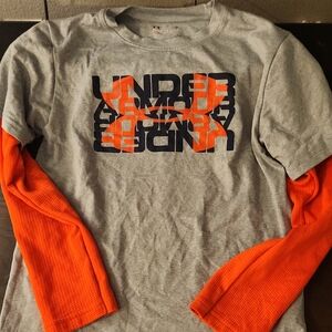 Under Armour Gray and Orange Long Sleeve Shirt